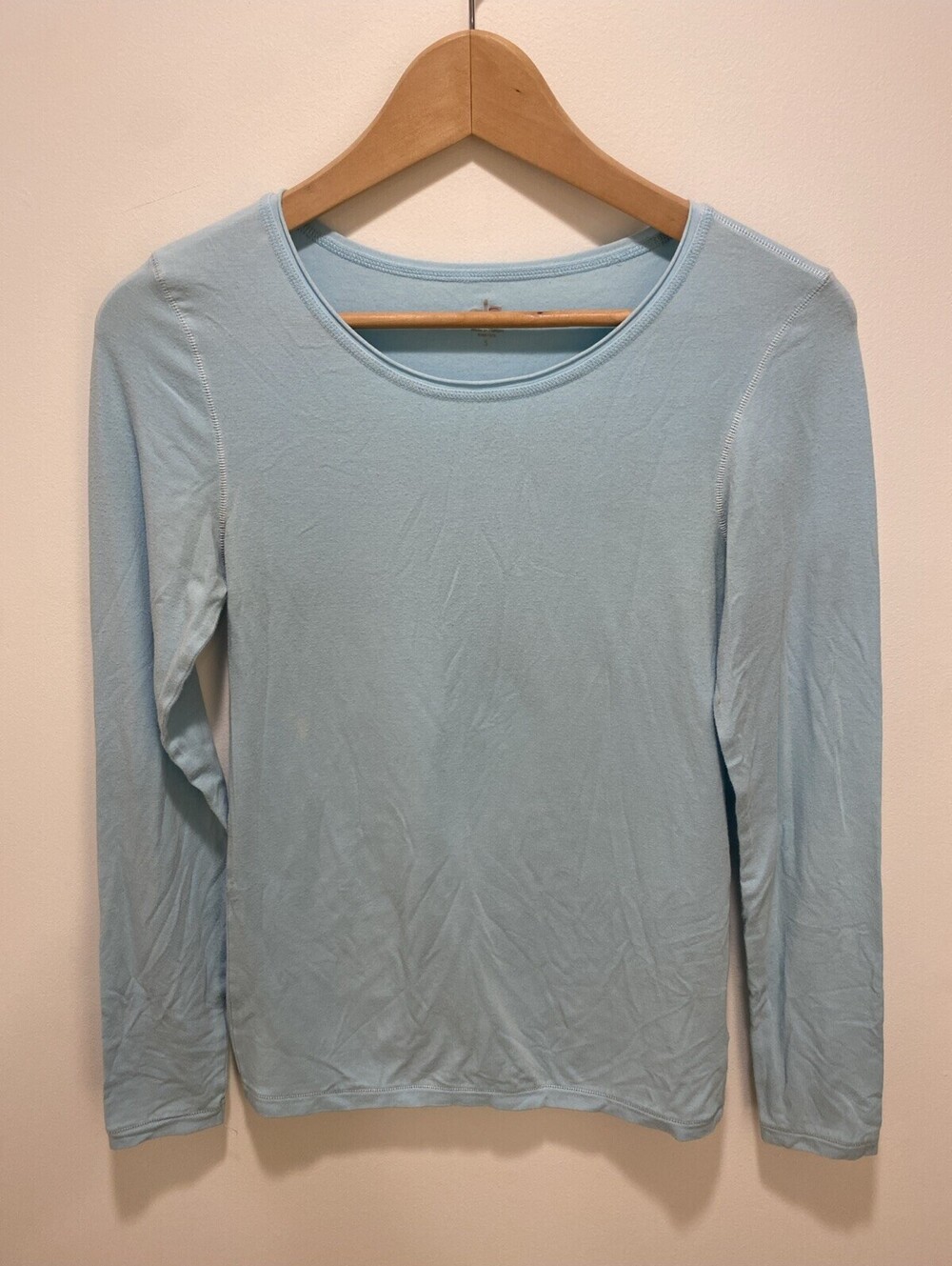 Alo Yoga Womens Light Blue Long Sleeve Scoop Neck Activewear Top Size S